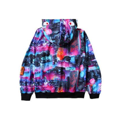 Bape Neon Tokyo Shark Wide Full Zip Hoodie